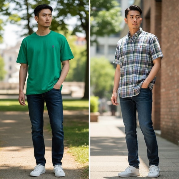Polo Ralph Lauren Other - Polo Ralph Lauren Lot of 2 Large Blue Plaid Short Sleeve and Teal T shirt